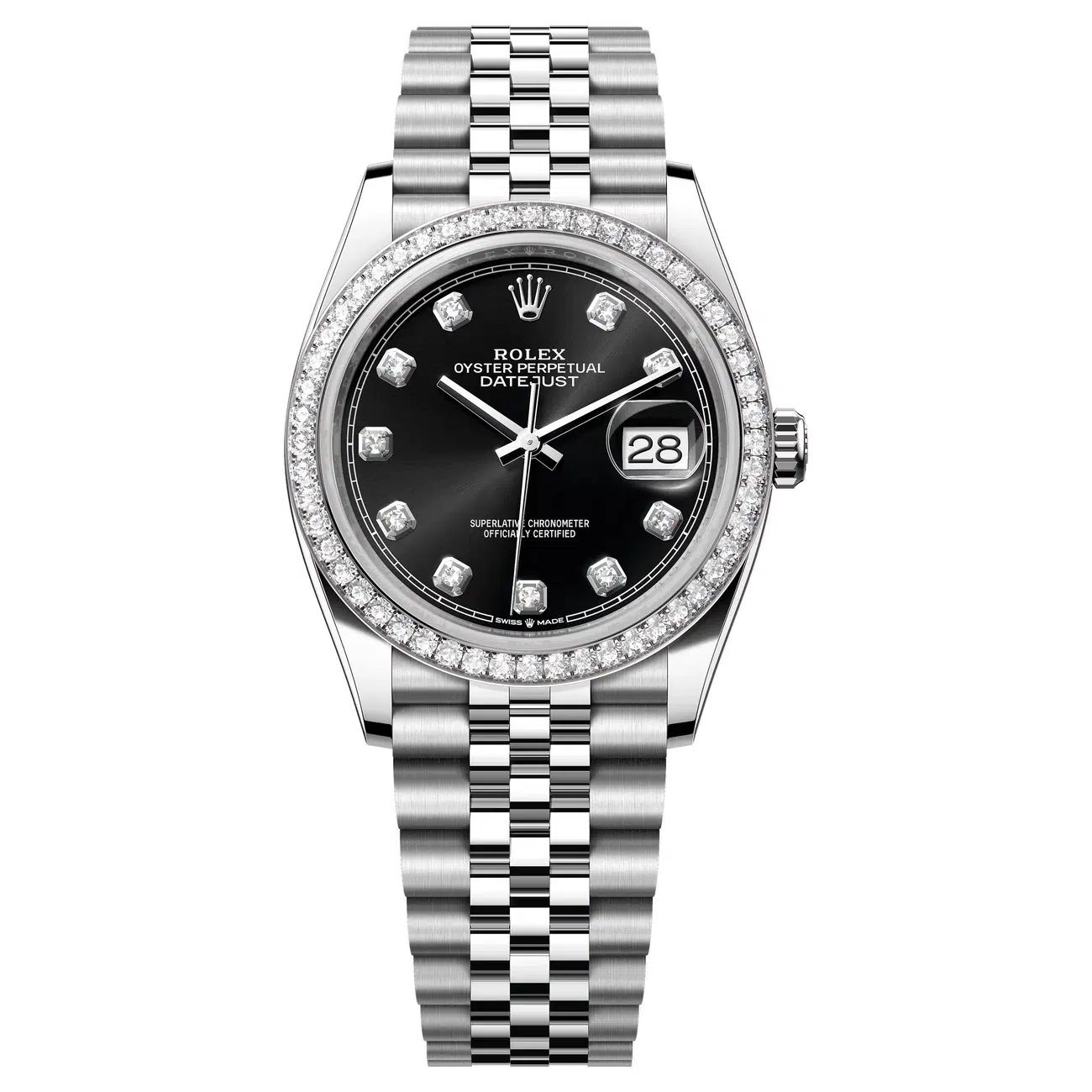 Rolex Datejust 126284rbr-0019 Bright Black Dial 36 MM Jubilee Bracelet