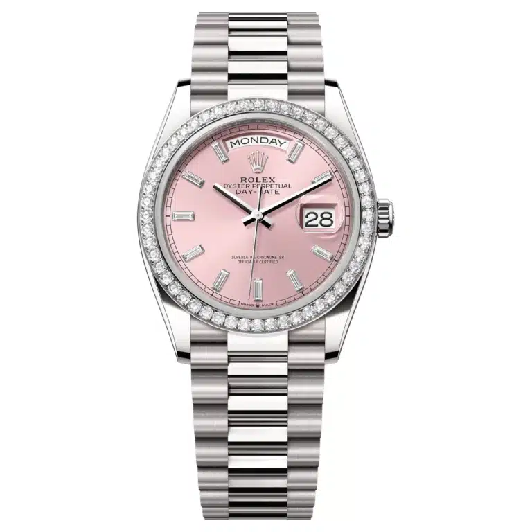 Rolex Day-Date 128349RBR-0053 Pink Dial Diamond Bezel