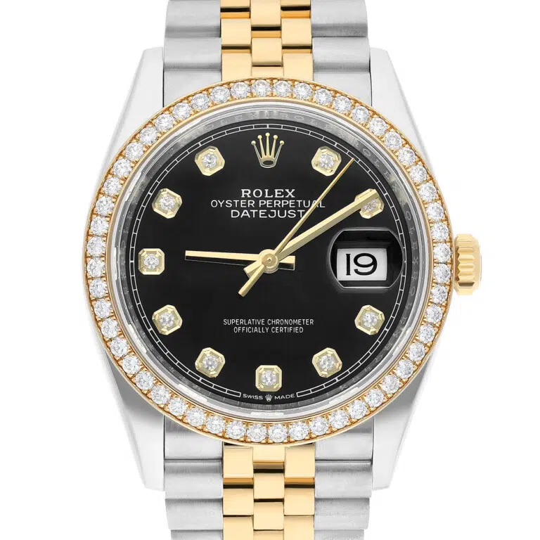 Rolex Datejust 126283rbr-0007 36mm Black Diamond Dial Diamond Bezel Stainless Steel Yellow Gold Watch – image 2