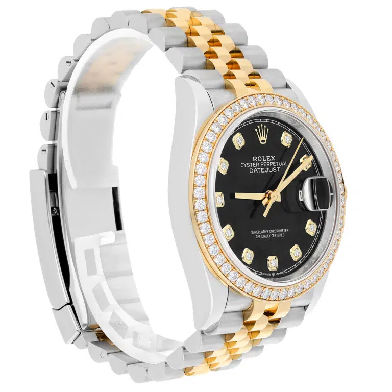 Rolex Datejust 126283rbr-0007 36mm Black Diamond Dial Diamond Bezel Stainless Steel Yellow Gold Watch – image 6