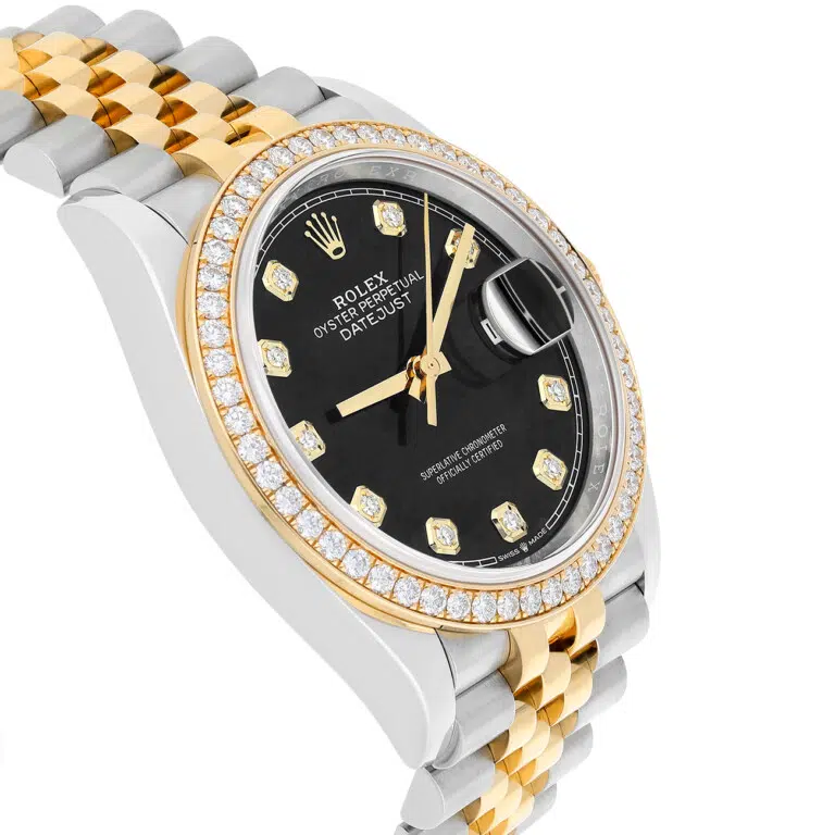 Rolex Datejust 126283rbr-0007 36mm Black Diamond Dial Diamond Bezel Stainless Steel Yellow Gold Watch – image 5