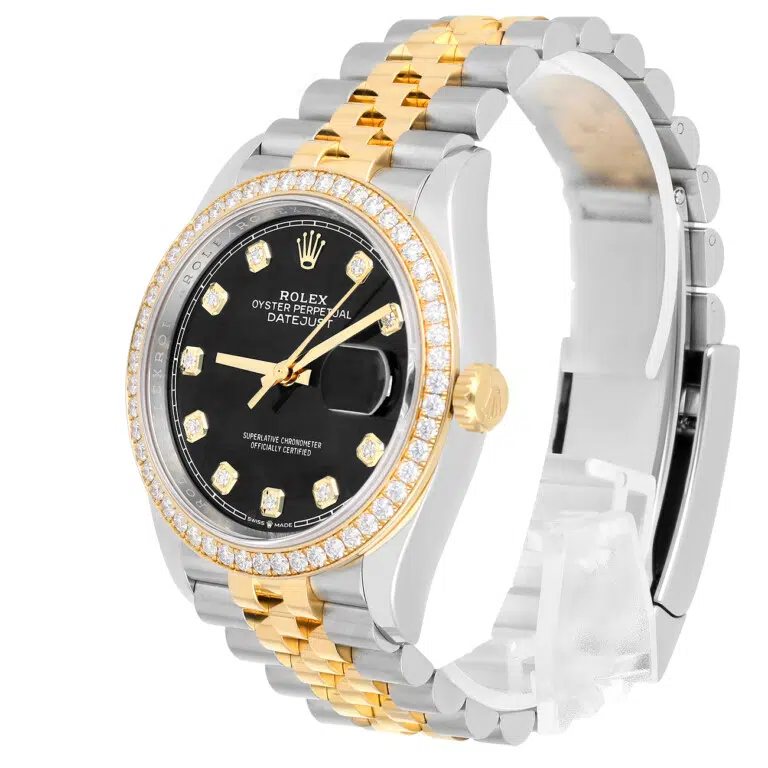 Rolex Datejust 126283rbr-0007 36mm Black Diamond Dial Diamond Bezel Stainless Steel Yellow Gold Watch – image 4
