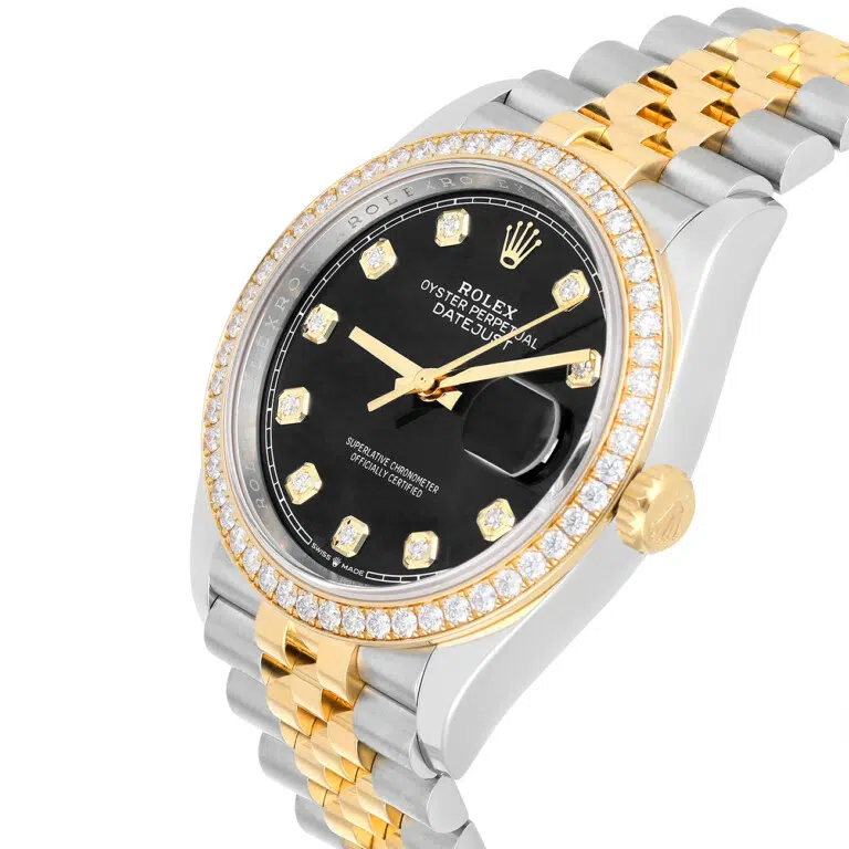 Rolex Datejust 126283rbr-0007 36mm Black Diamond Dial Diamond Bezel Stainless Steel Yellow Gold Watch – image 3