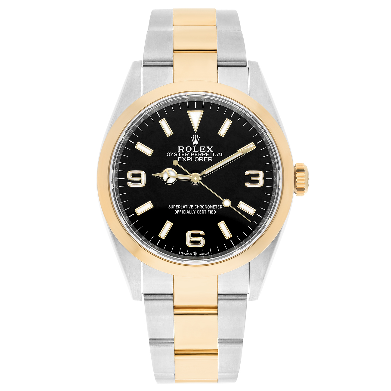 Rolex Oyster Perpetual Explorer 36mm 124273-0001 Black Dial Stainless Steel Yellow Gold Watch 2022