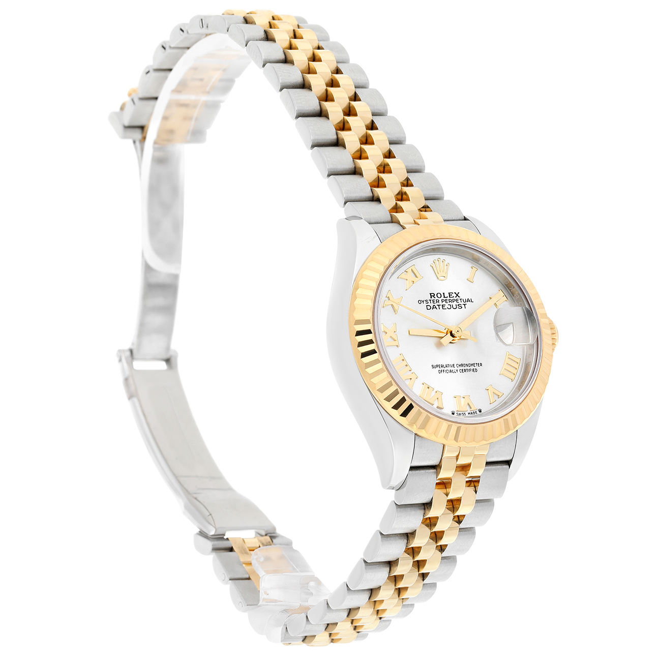 Rolex Datejust 28 279173 Fluted Bezel Silver Roman Dial Jubilee Bracelet Steel/Yellow Gold Lady Watch 2025