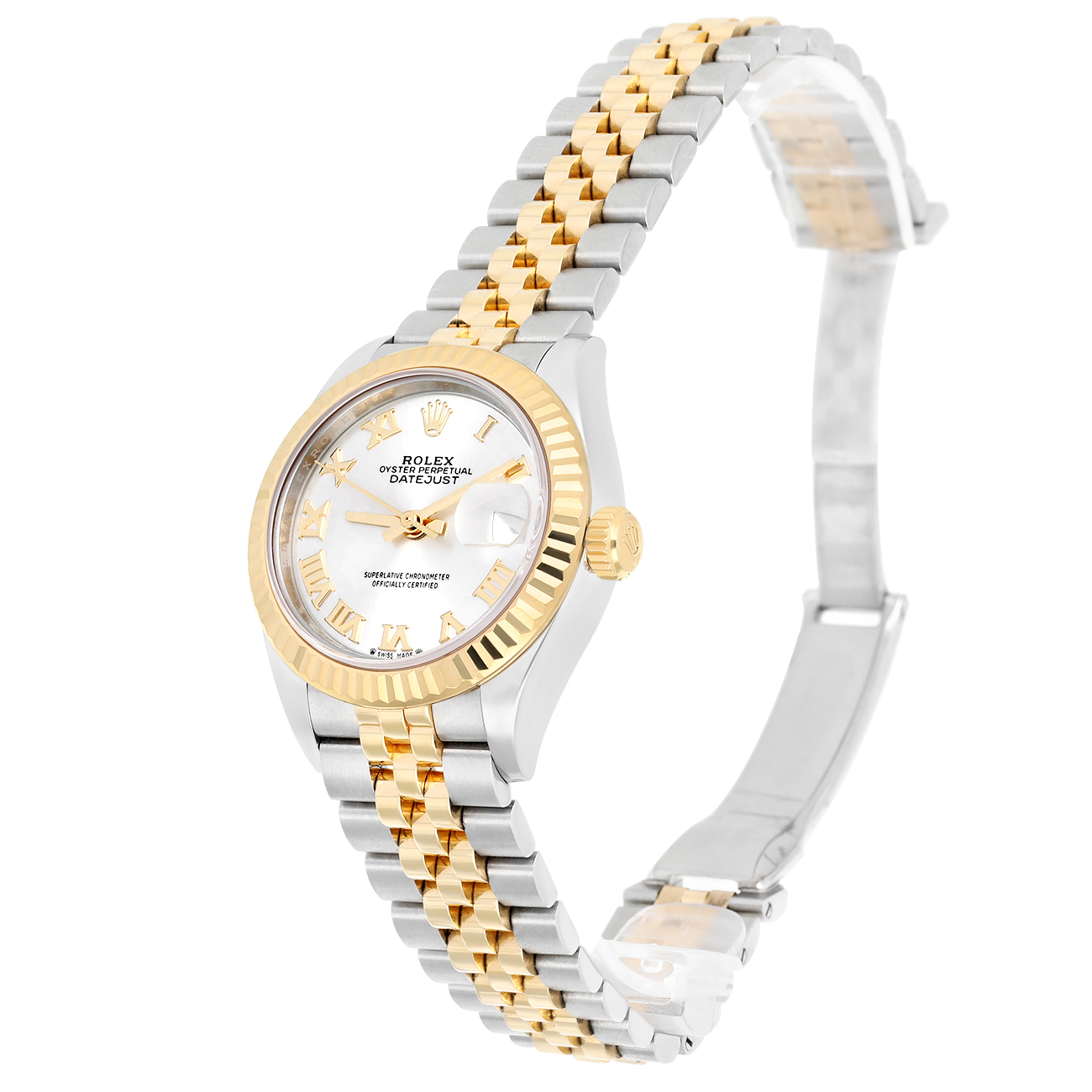 Rolex Datejust 28 279173 Fluted Bezel Silver Roman Dial Jubilee Bracelet Steel/Yellow Gold Lady Watch 2025