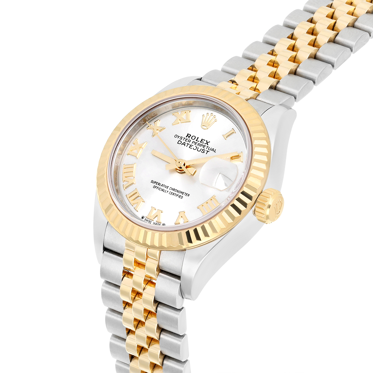 Rolex Datejust 28 279173 Fluted Bezel Silver Roman Dial Jubilee Bracelet Steel/Yellow Gold Lady Watch 2025