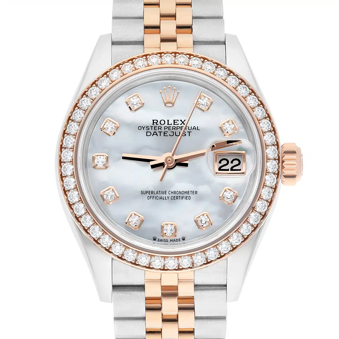 Rolex Lady-Datejust 279381RBR-0013 28 MM Diamond Bezel White Mother of Pearl Dial Jubilee Bracelet Watch - 2023 – image 3