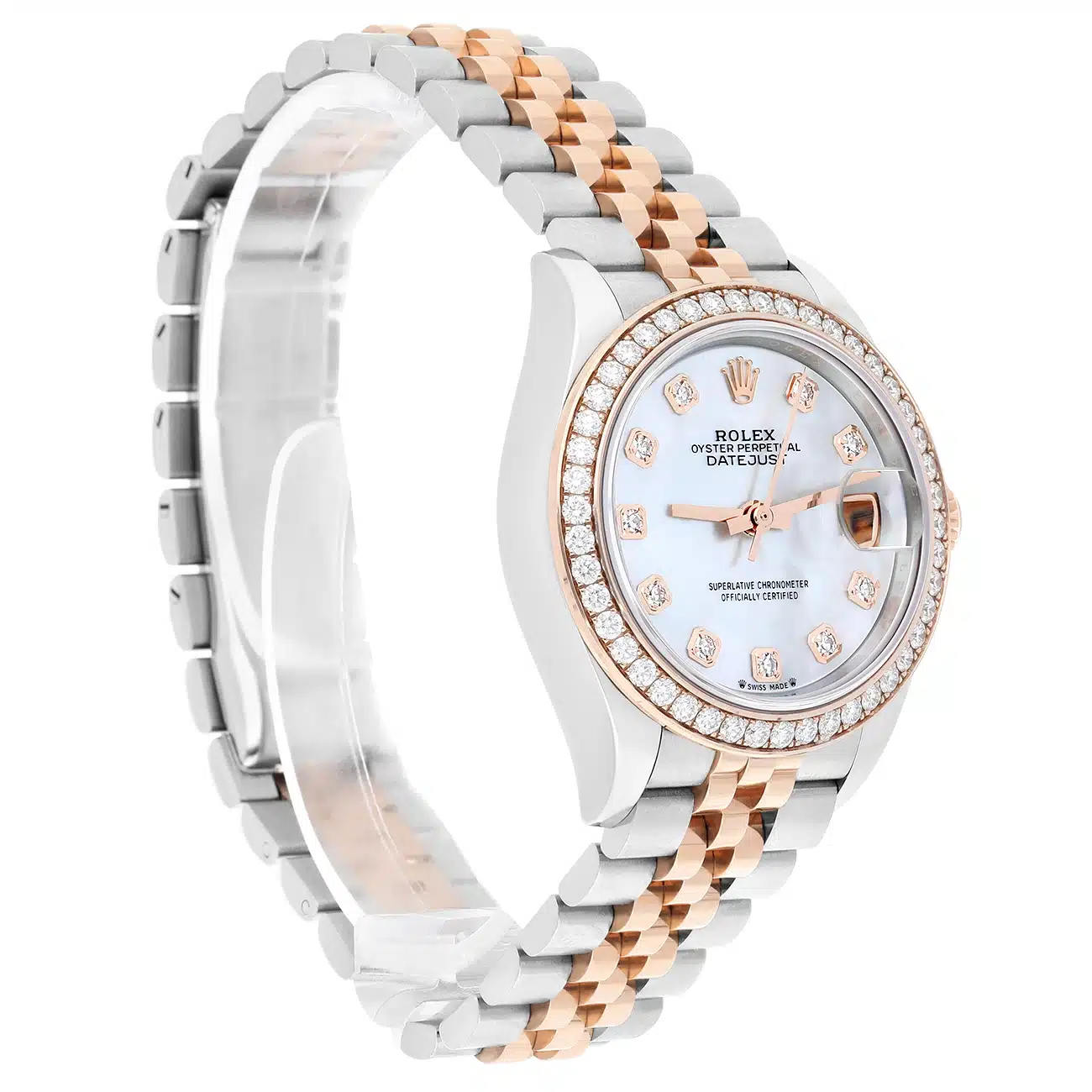 Rolex Lady-Datejust 279381RBR-0013 28 MM Diamond Bezel White Mother of Pearl Dial Jubilee Bracelet Watch - 2023 – image 6