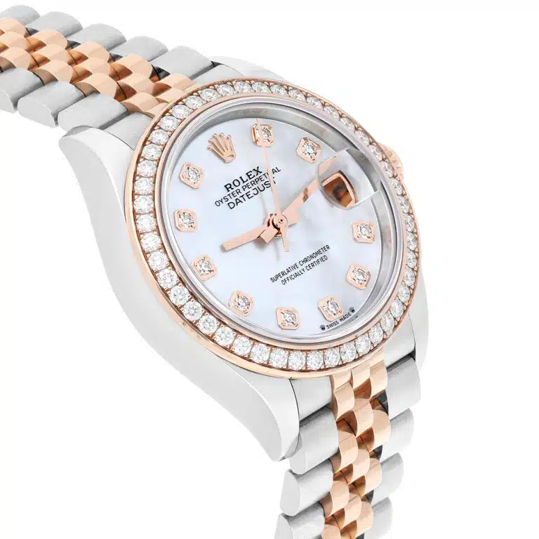 Rolex Lady-Datejust 279381RBR-0013 28 MM Diamond Bezel White Mother of Pearl Dial Jubilee Bracelet Watch - 2024 – image 7