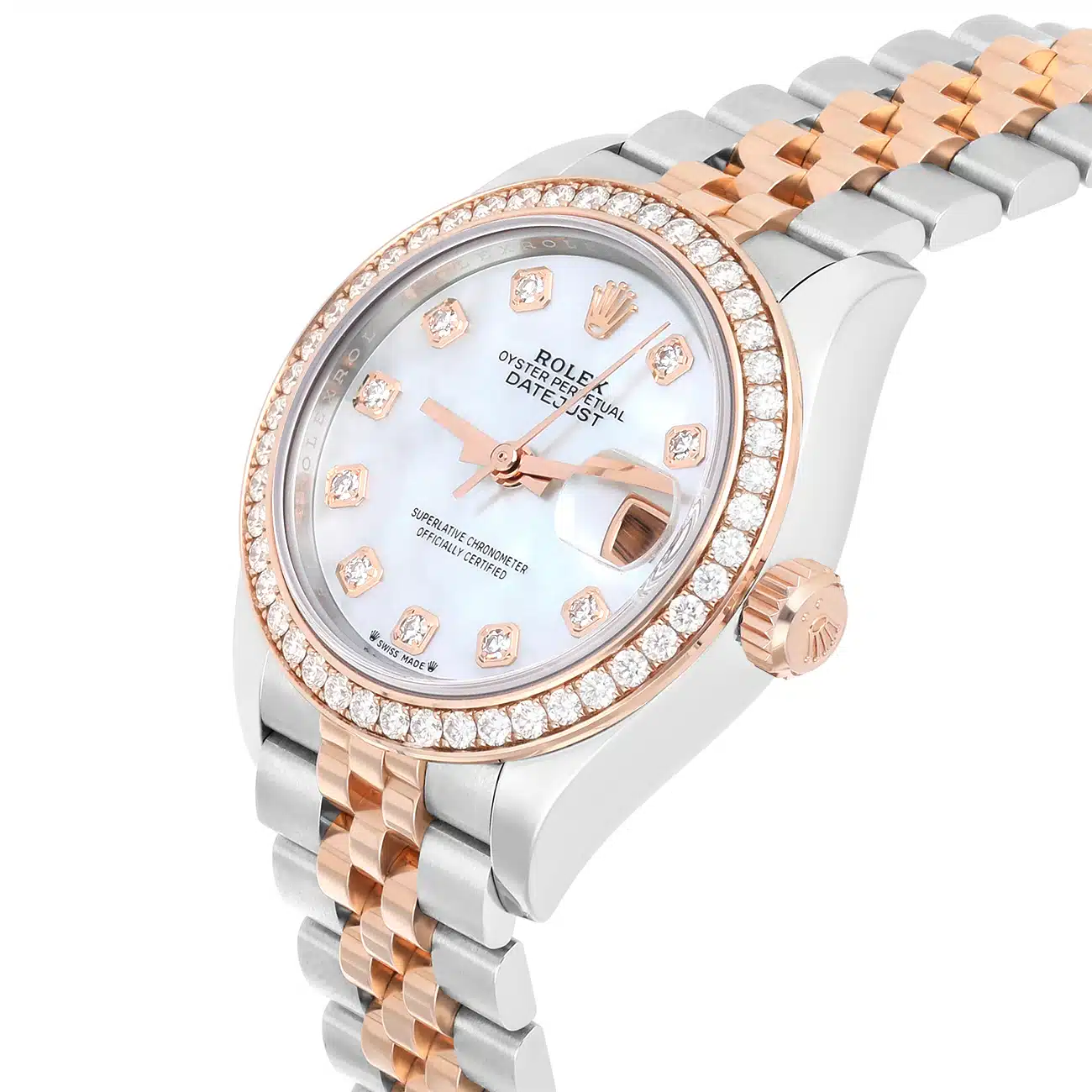 Rolex Lady-Datejust 279381RBR-0013 28 MM Diamond Bezel White Mother of Pearl Dial Jubilee Bracelet Watch - 2023 – image 5