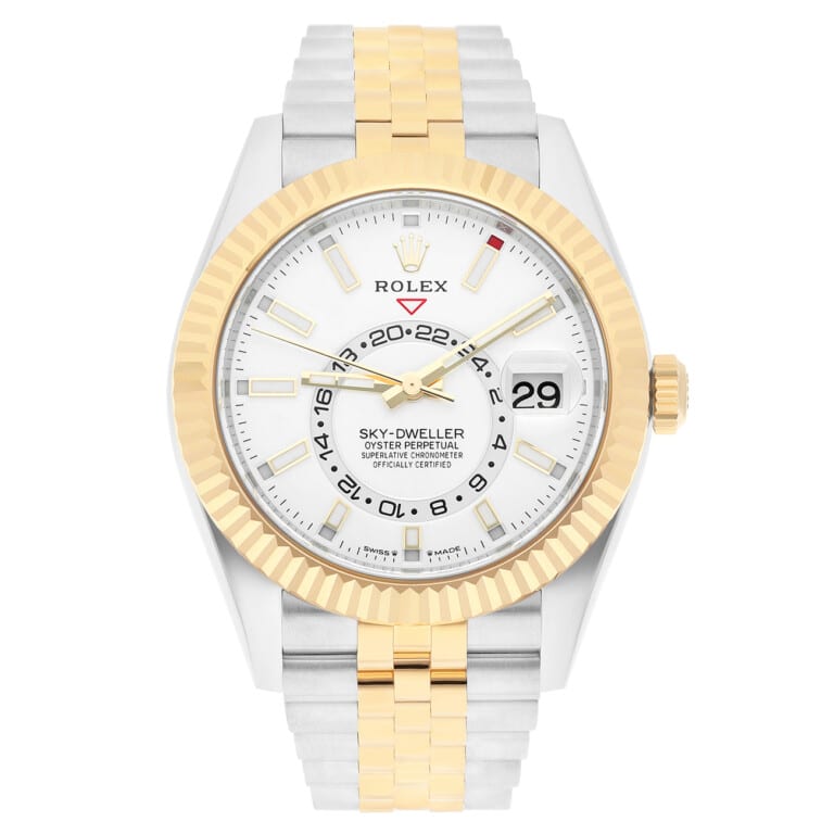 Rolex Sky-Dweller 326933-0010 white dial, steel and yellow gold, dial detail