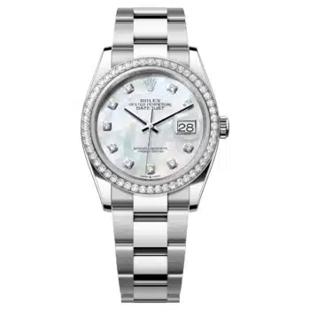 Rolex Datejust 36 126284RBR-0012 white mother-of-pearl dial, Oyster bracelet, diamond bezel