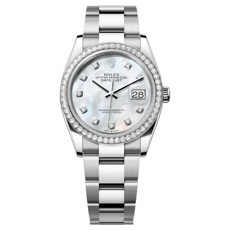 Rolex Datejust 36 126284RBR-0012 white mother-of-pearl dial, Oyster bracelet, diamond bezel