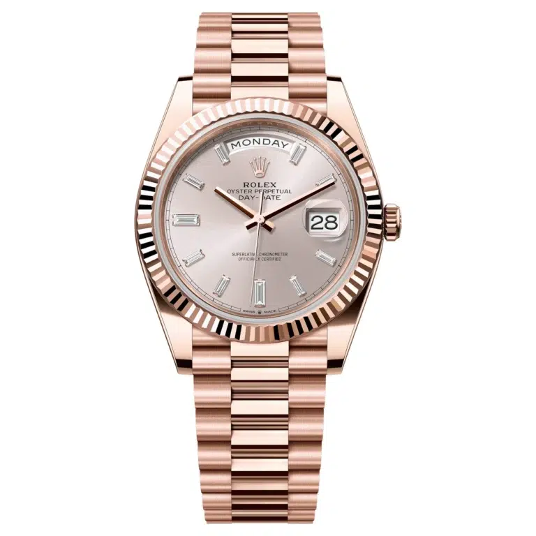 Rolex Day-Date 40 228235-0004 rose gold watch, Sundust diamond dial