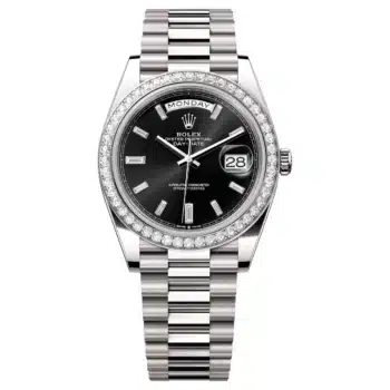 Rolex Day-Date 228349RBR-0003 Bright Black Dial 40 MM President Bracelet