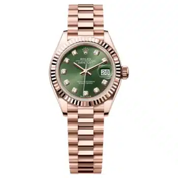 Rolex Lady-Datejust 279175-0009 Olive Green Dial 28 MM Rose Gold President Bracelet