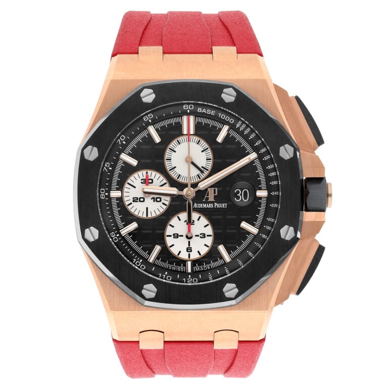 Audemars Piguet Royal Oak Offshore 26401ro.oo.a002ca.01 Black Dial Rubber Strap Ceramic/Pink Gold Watch
