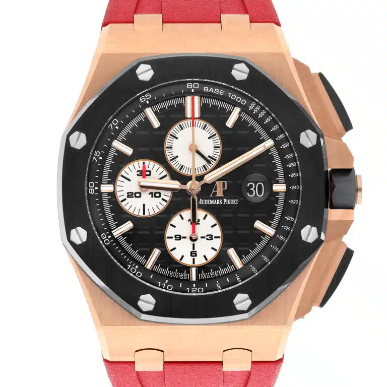 Audemars Piguet Royal Oak Offshore 26401ro.oo.a002ca.01 Black Dial Rubber Strap Ceramic/Pink Gold Watch – image 2