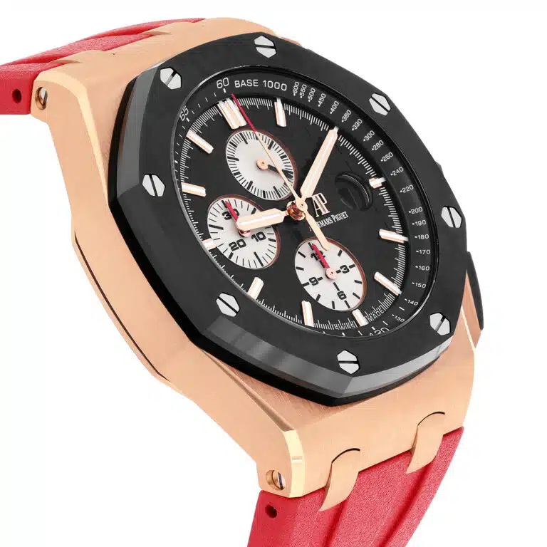 Audemars Piguet Royal Oak Offshore 26401ro.oo.a002ca.01 Black Dial Rubber Strap Ceramic/Pink Gold Watch – image 5