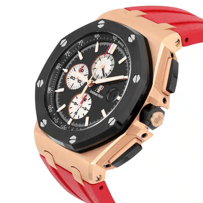 Audemars Piguet Royal Oak Offshore 26401ro.oo.a002ca.01 Black Dial Rubber Strap Ceramic/Pink Gold Watch – image 3