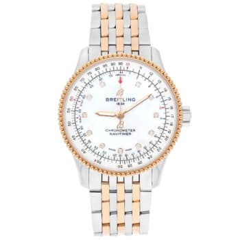 Breitling Navitimer 35mm U17395211A1U1 White MOP Diamond Dial Stainless Steel & Rose Gold Watch