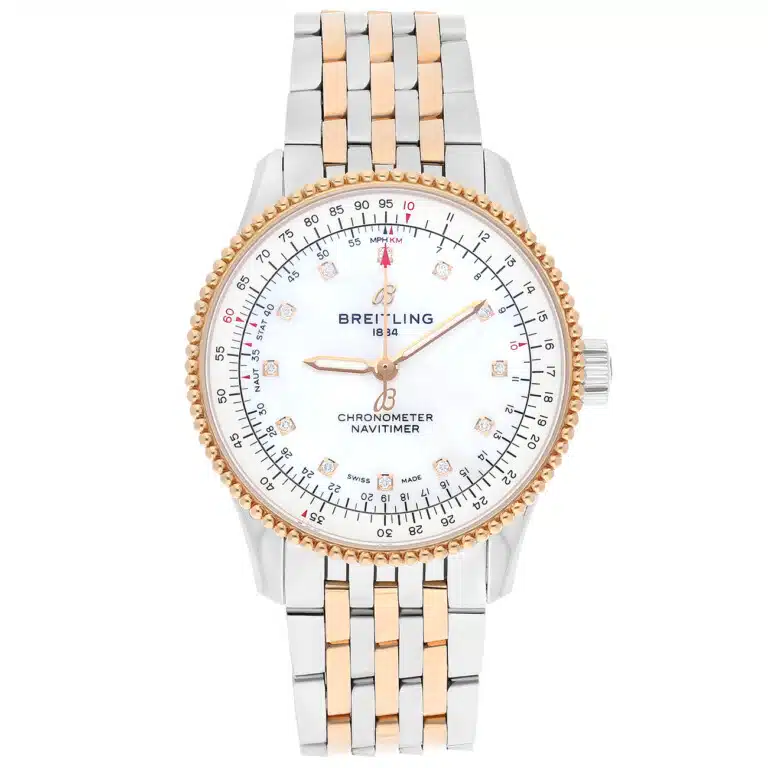 Breitling Navitimer 35mm U17395211A1U1 White MOP Diamond Dial Stainless Steel & Rose Gold Watch