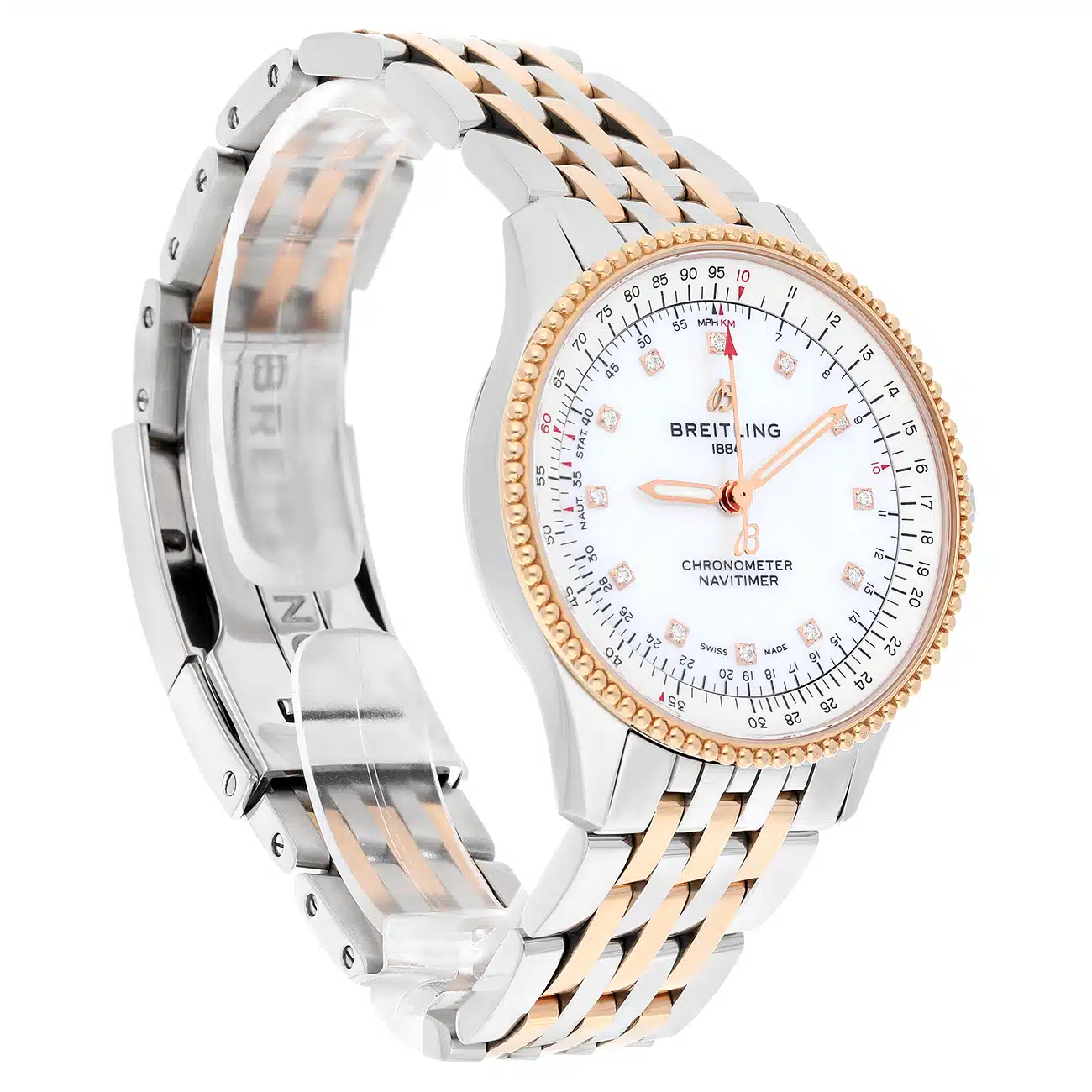 Breitling Navitimer 35mm U17395211A1U1 White MOP Diamond Dial Stainless Steel & Rose Gold Watch – image 4