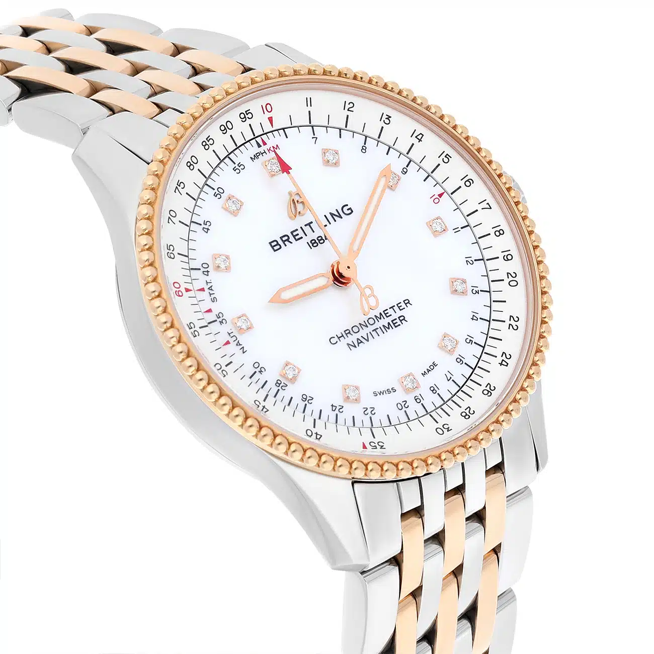 Breitling Navitimer 35mm U17395211A1U1 White MOP Diamond Dial Stainless Steel & Rose Gold Watch – image 5