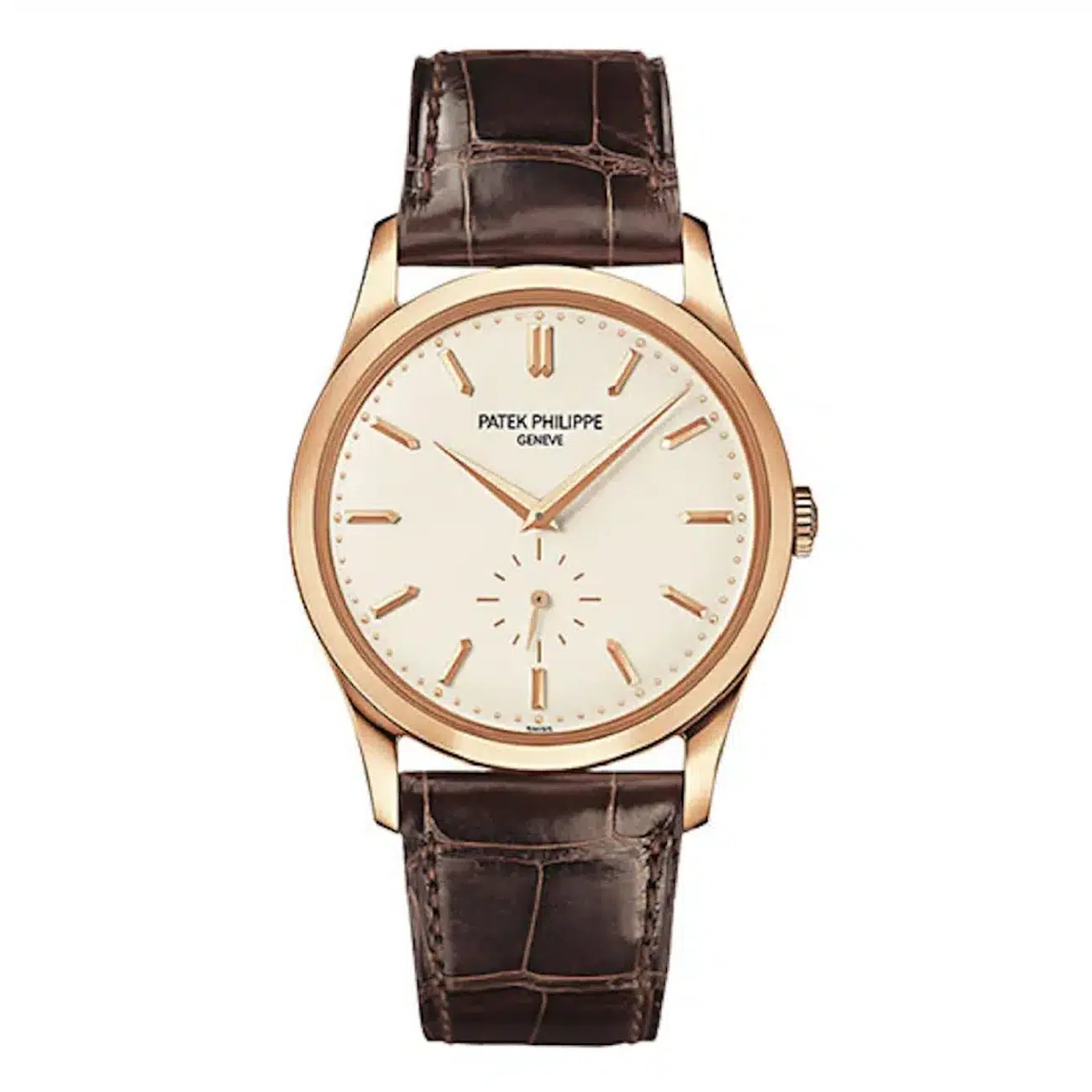 Patek Philippe Calatrava 5196r-001 Silver Dial Leather Strap Rose Gold Watch