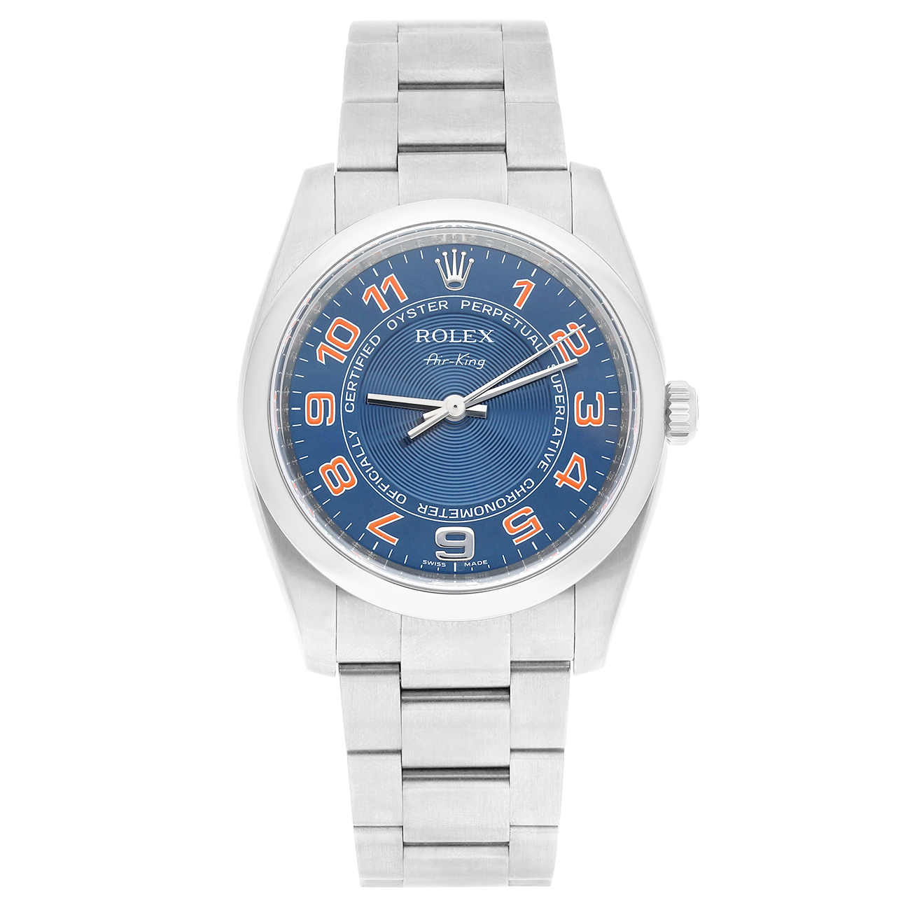 Rolex Air King 34mm 114200 Blue Concentric Dial Stainless Steel Watch