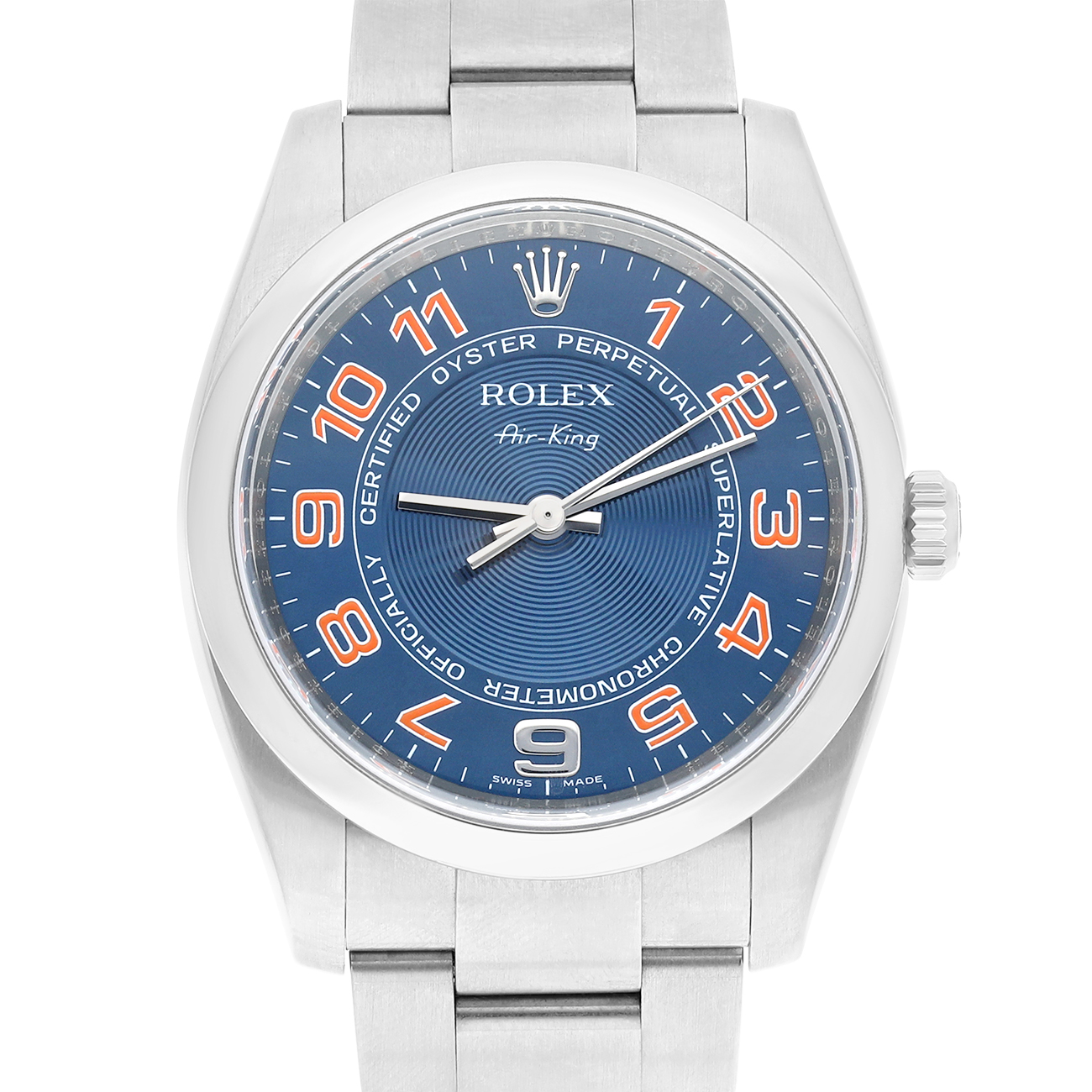 Rolex Air King 34mm 114200 Blue Concentric Dial Stainless Steel Watch