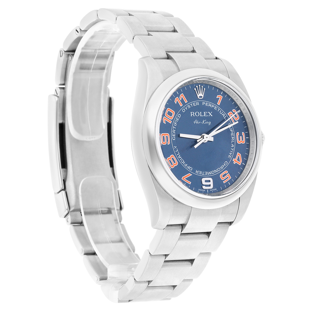 Rolex Air King 34mm 114200 Blue Concentric Dial Stainless Steel Watch