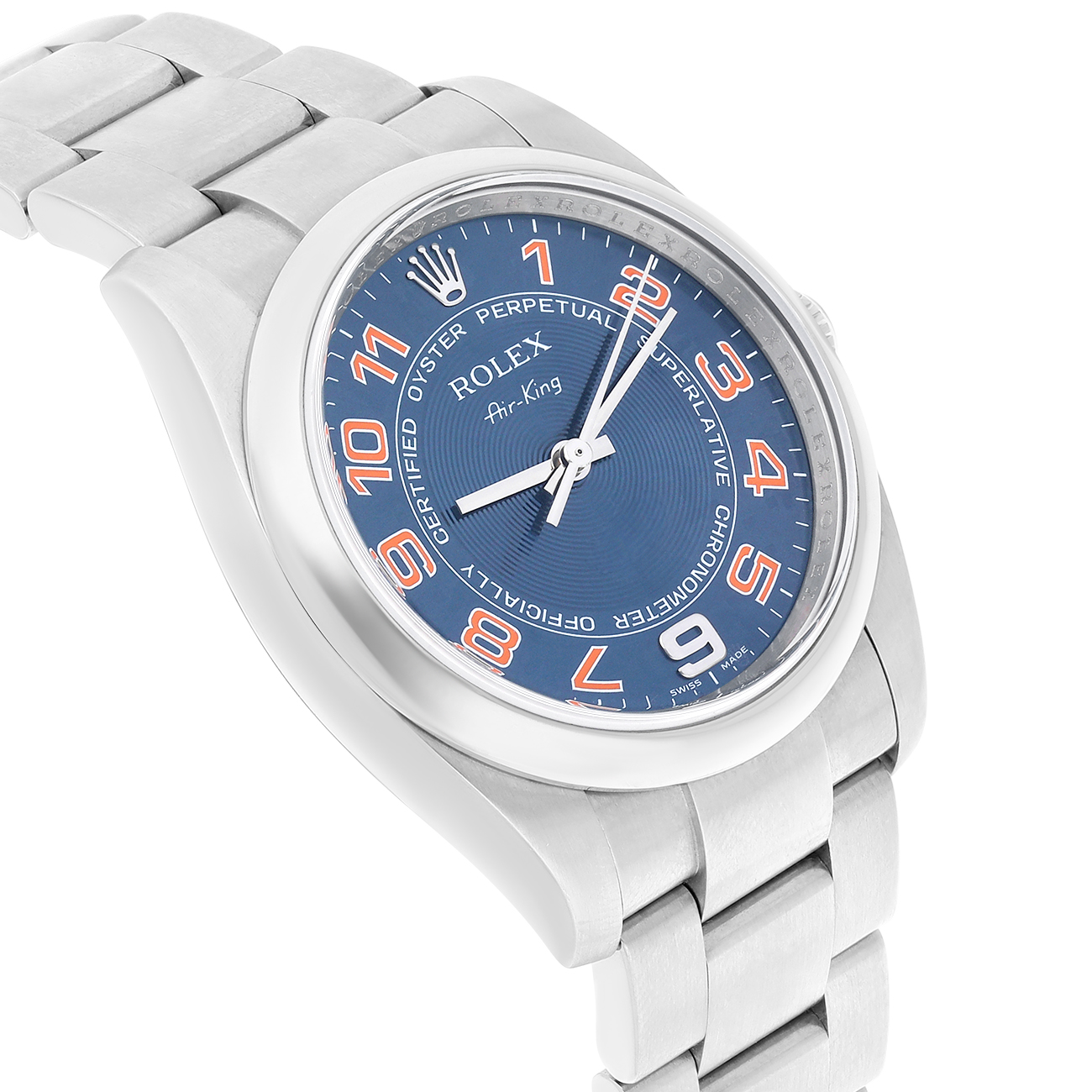 Rolex Air King 34mm 114200 Blue Concentric Dial Stainless Steel Watch