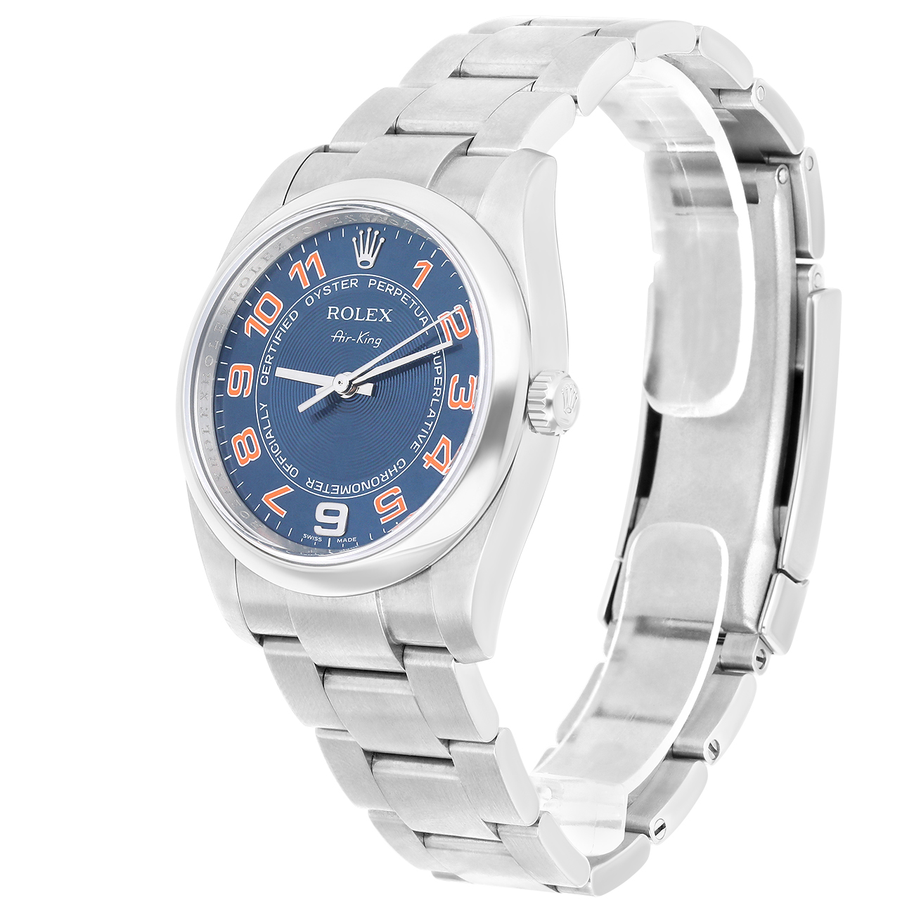 Rolex Air King 34mm 114200 Blue Concentric Dial Stainless Steel Watch