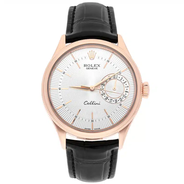 Rolex Cellini 50515-0008 39mm Silver Dial Leather Strap Rose Gold Watch – image 2