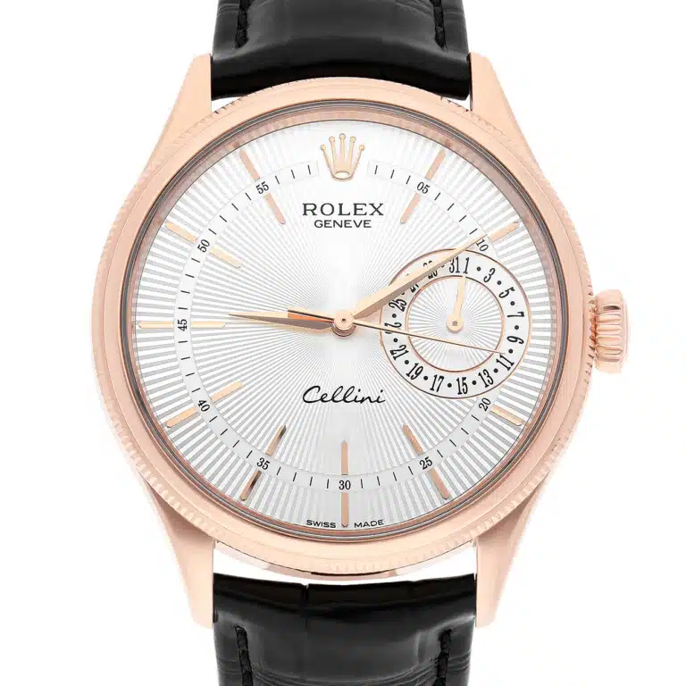 Rolex Cellini 50515-0008 39mm Silver Dial Leather Strap Rose Gold Watch – image 3