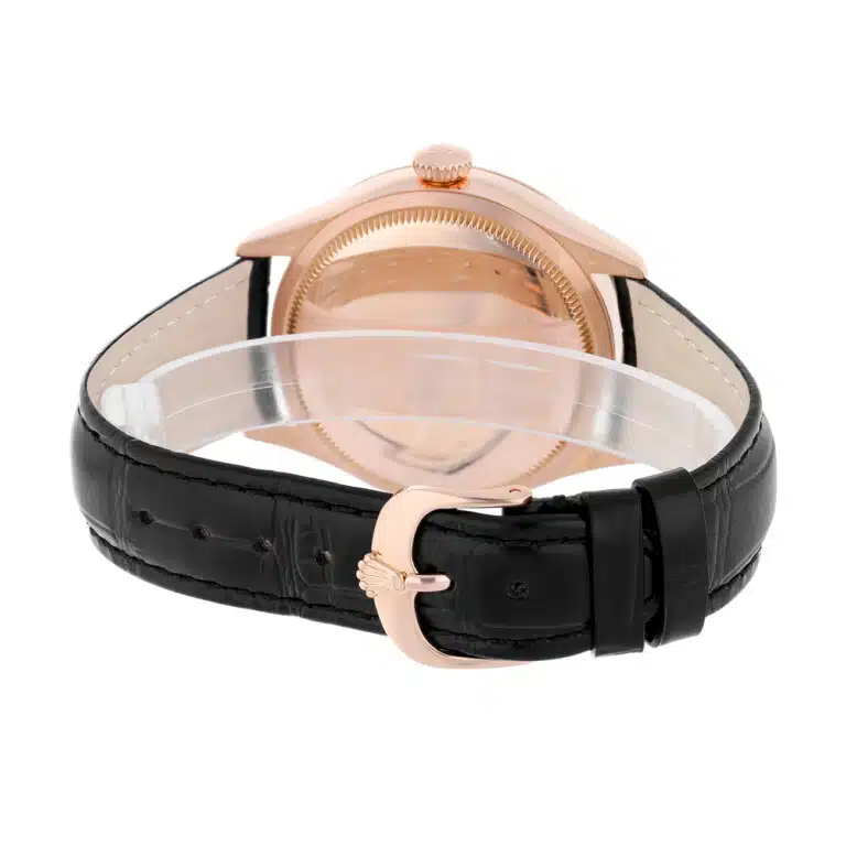 Rolex Cellini 50515-0008 39mm Silver Dial Leather Strap Rose Gold Watch – image 8