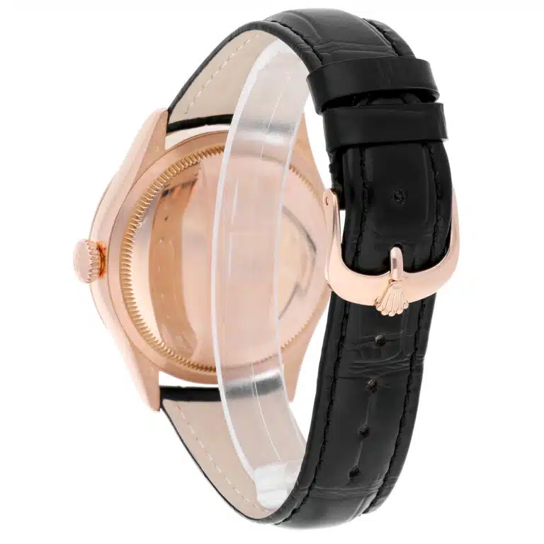 Rolex Cellini 50515-0008 39mm Silver Dial Leather Strap Rose Gold Watch – image 9