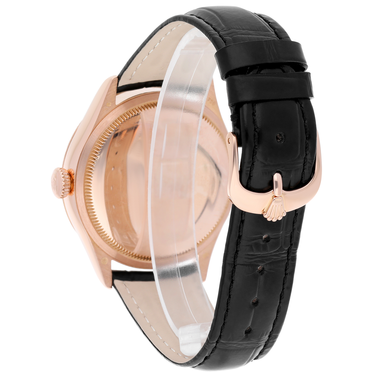 Rolex Cellini 50515-0008 39mm Silver Dial Leather Strap Rose Gold Watch