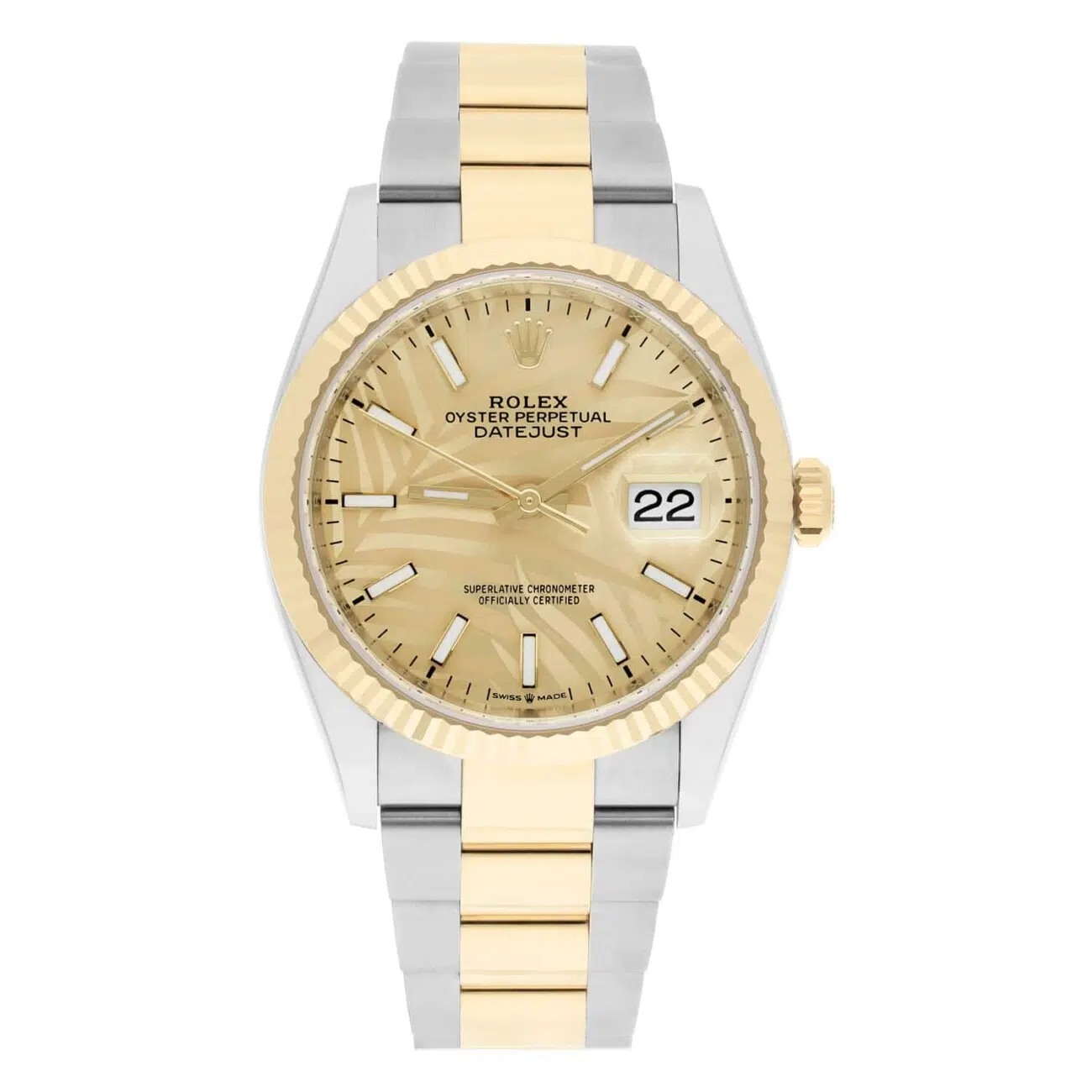 Rolex Datejust 126233-0038 Champagne Palm Dial 36mm Oyster Bracelet