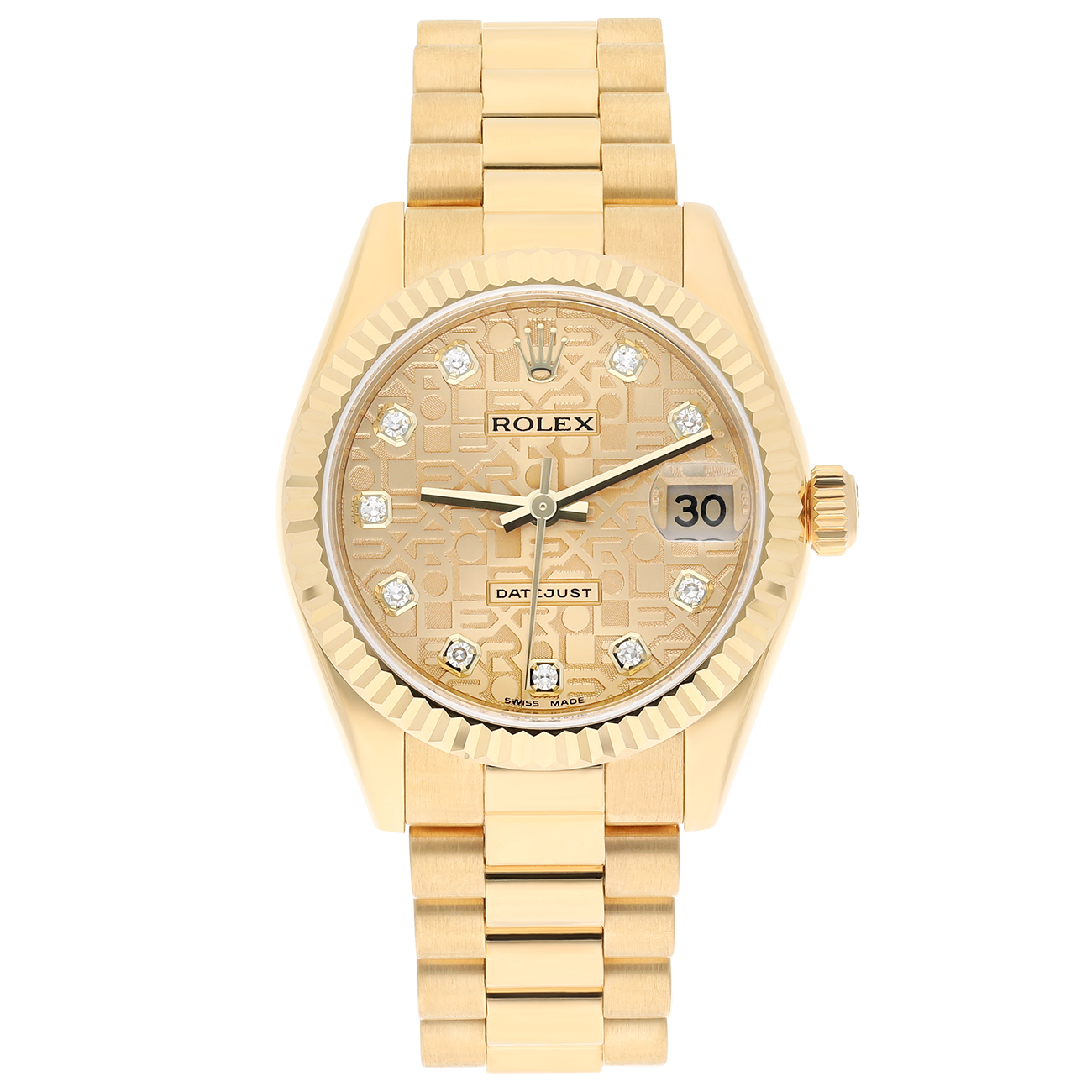 Rolex Datejust 178278 31MM Champagne Jubilee Dial President Bracelet Yellow Gold Watch 2009