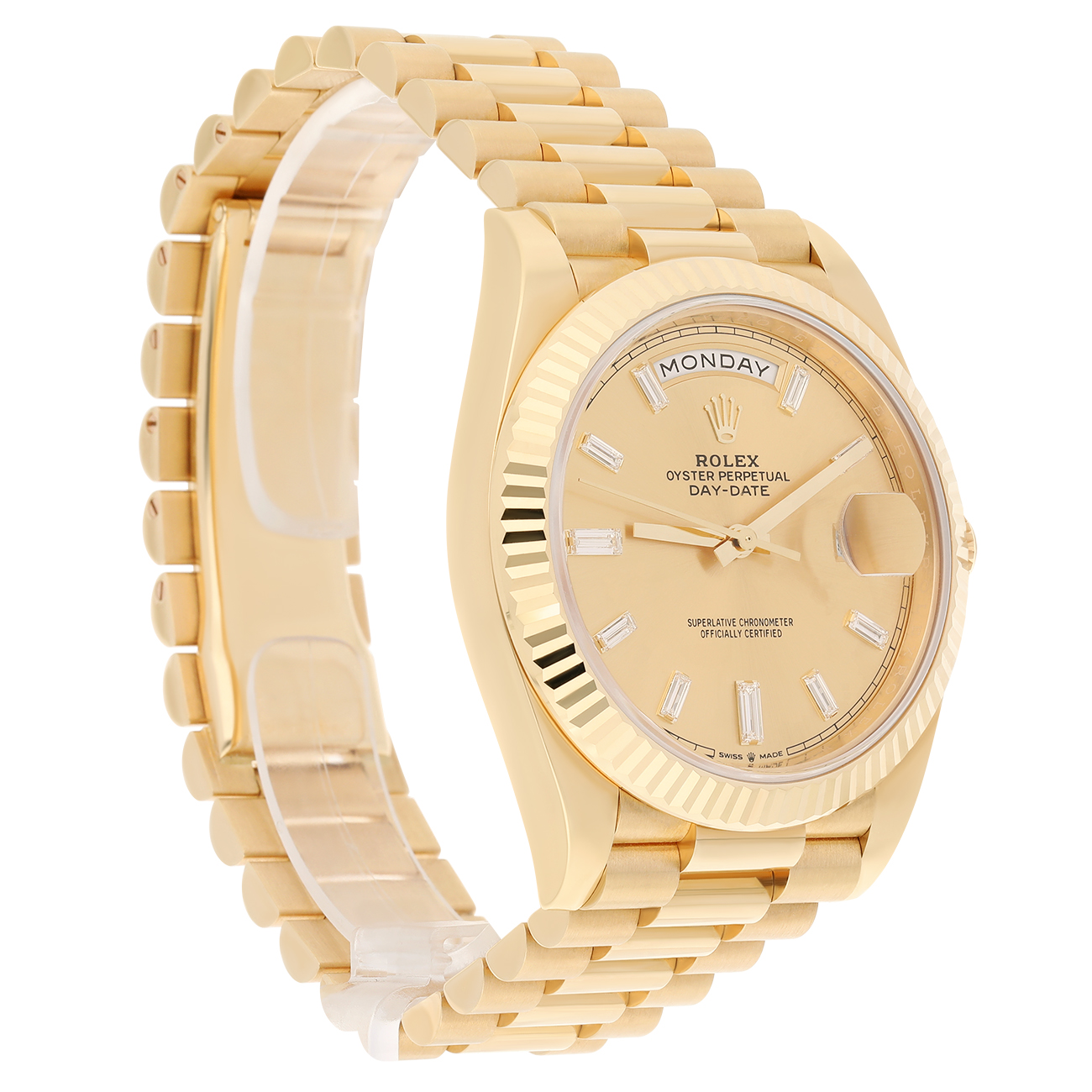 Rolex Day-Date 228238-0005 40mm Champagne Diamond Dial Yellow Gold President Watch