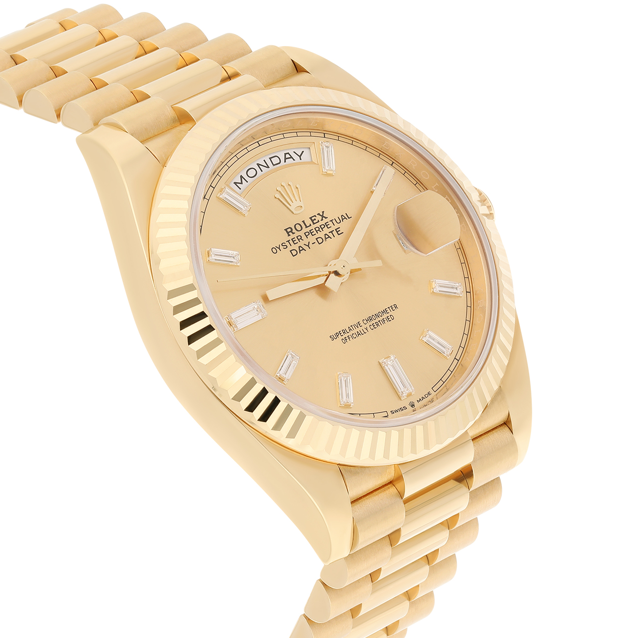Rolex Day-Date 228238-0005 40mm Champagne Diamond Dial Yellow Gold President Watch