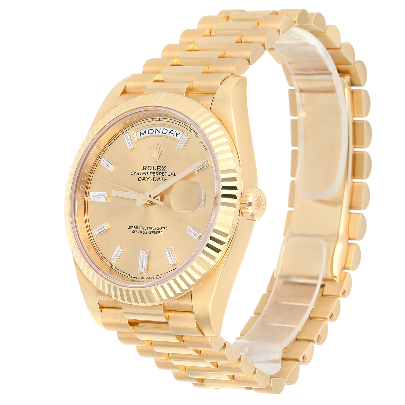 Rolex Day-Date 228238-0005 40mm Champagne Diamond Dial Yellow Gold President Watch