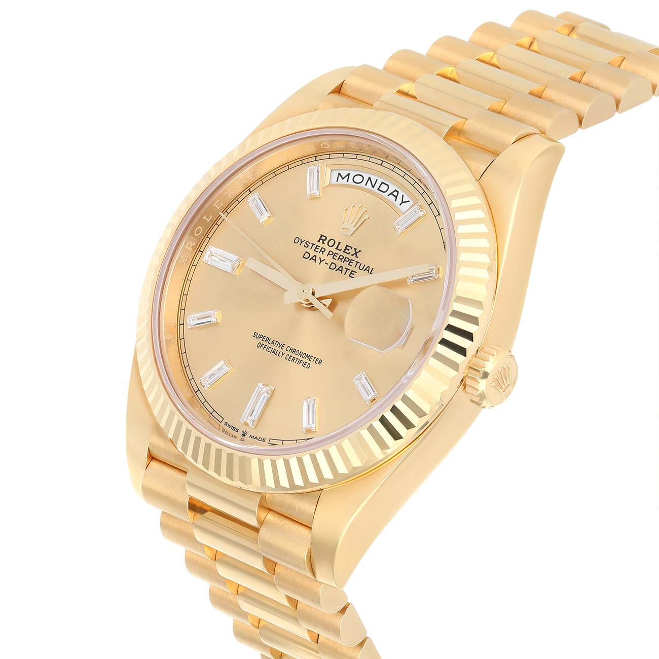 Rolex Day-Date 228238-0005 40mm Champagne Diamond Dial Yellow Gold President Watch