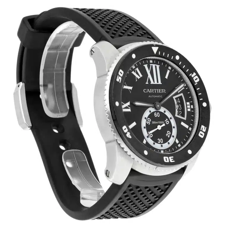 Cartier Calibre de Cartier W7100056 Automatic Diver Black Dial Rubber Strap Men's Watch – image 5