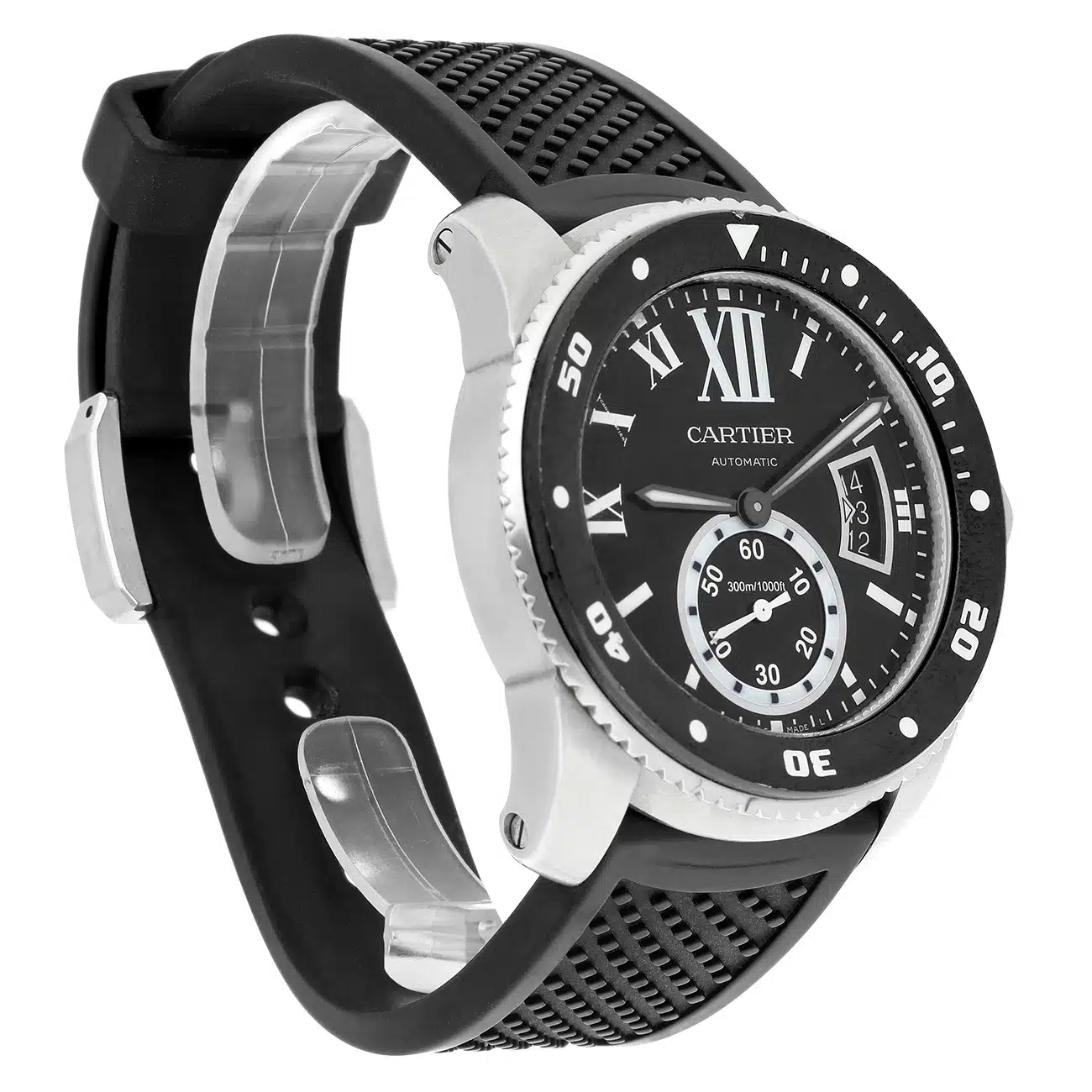 Cartier Calibre de Cartier W7100056 Automatic Diver Black Dial Rubber Strap Men's Watch – image 5