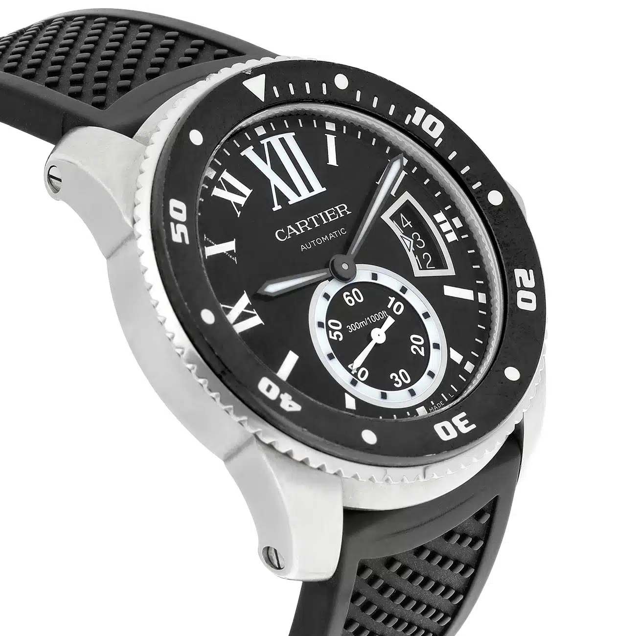 Cartier Calibre de Cartier W7100056 Automatic Diver Black Dial Rubber Strap Men's Watch – image 6