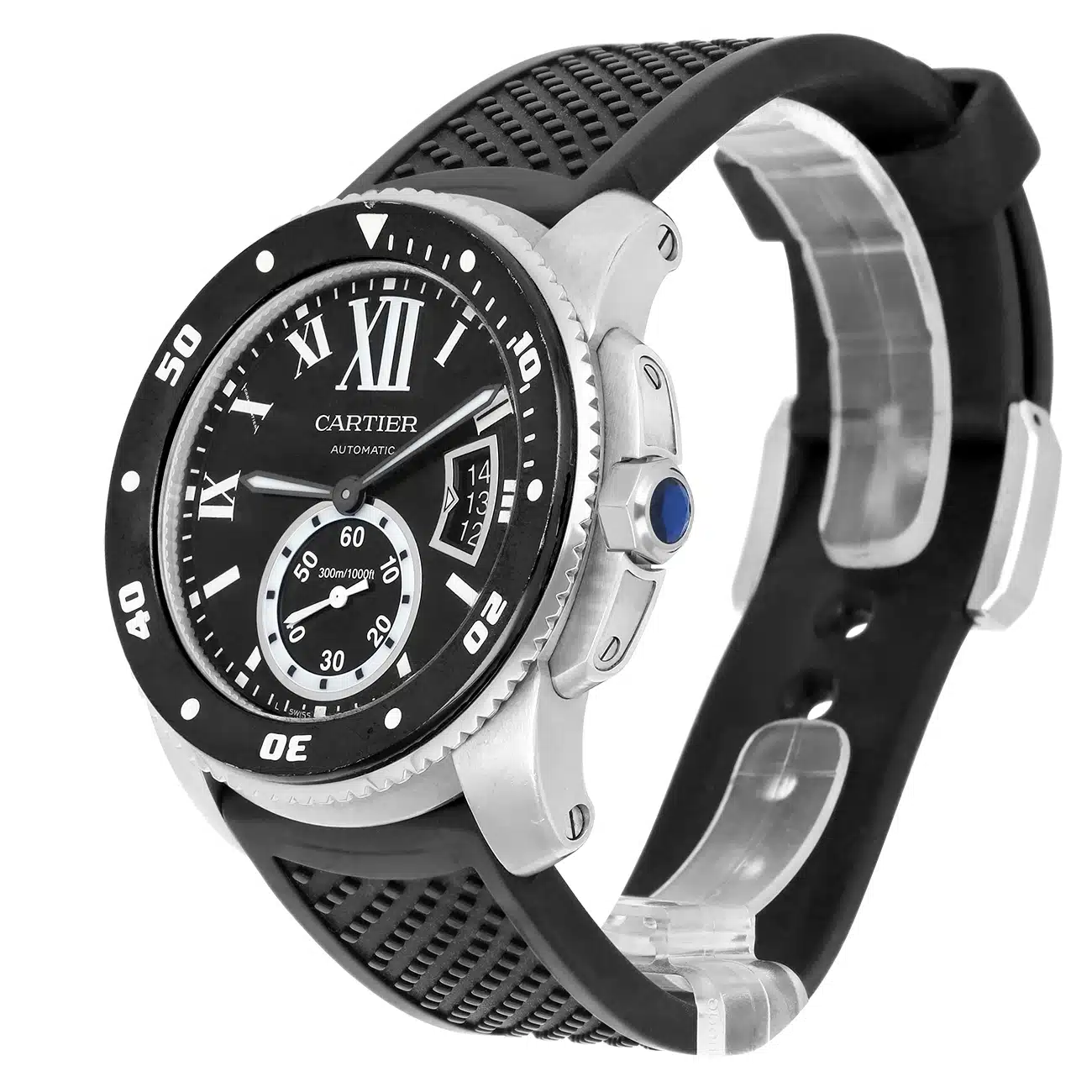 Cartier Calibre de Cartier W7100056 Automatic Diver Black Dial Rubber Strap Men's Watch – image 3